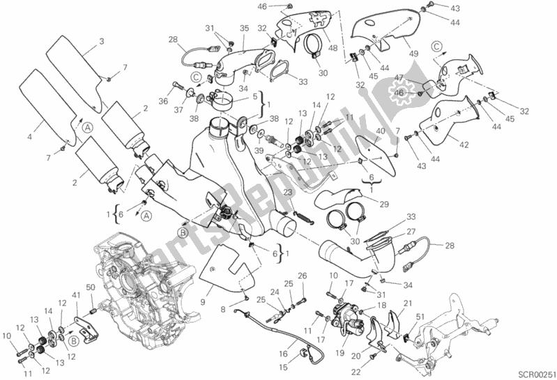 Todas as partes de Sistema De Exaustão do Ducati Supersport S USA 937 2017